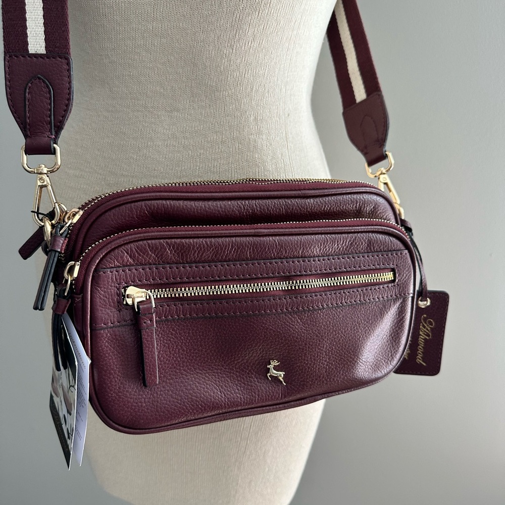 NWT Ashwood Leather Ladies Box Bag in Wine - Picture 3 of 6